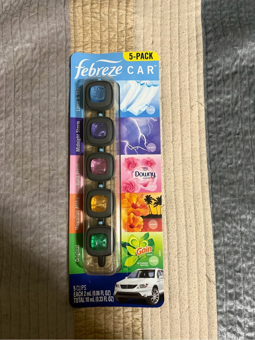 Febreze Car 5-Pack Clip Air Fresheners - Blue, Purple, Pink, Orange, Green